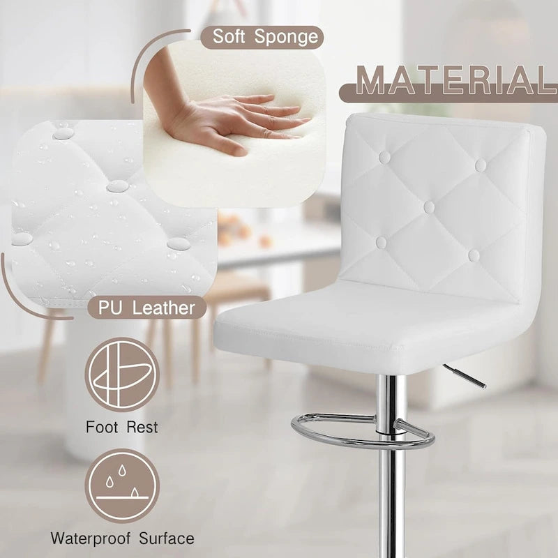 Set of 4 Adjustable Swivel Counter Height Bar Stools with Back and Footrest