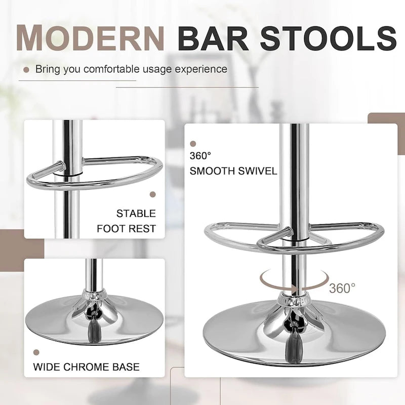 Set of 4 Adjustable Swivel Counter Height Bar Stools with Back and Footrest