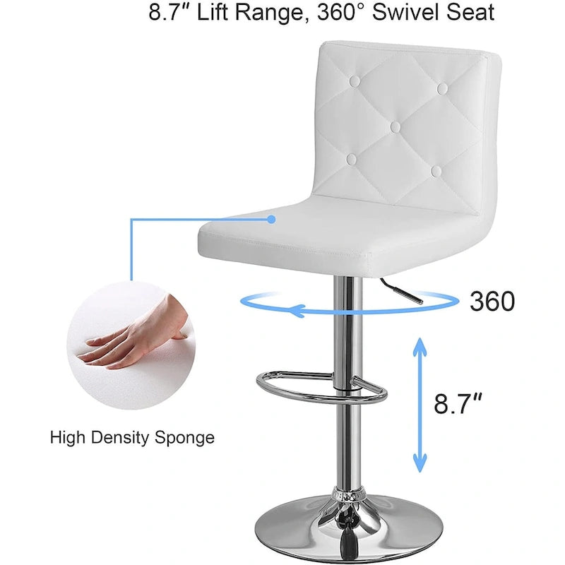 Set of 4 Adjustable Swivel Counter Height Bar Stools with Back and Footrest