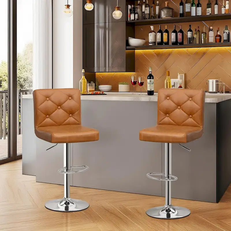 Set of 4 Adjustable Swivel Counter Height Bar Stools with Back and Footrest