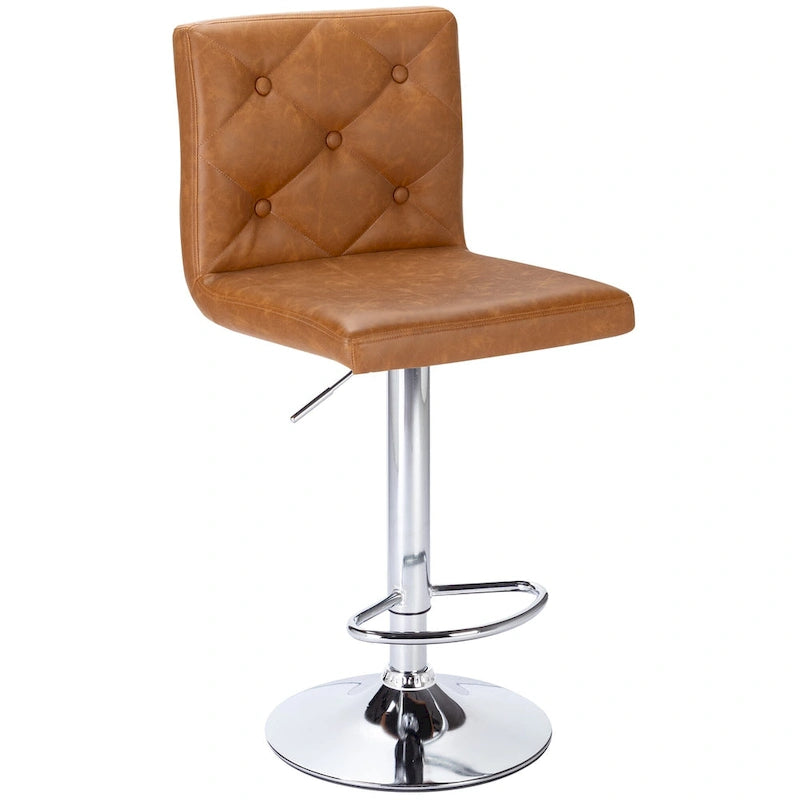 Set of 4 Adjustable Swivel Counter Height Bar Stools with Back and Footrest