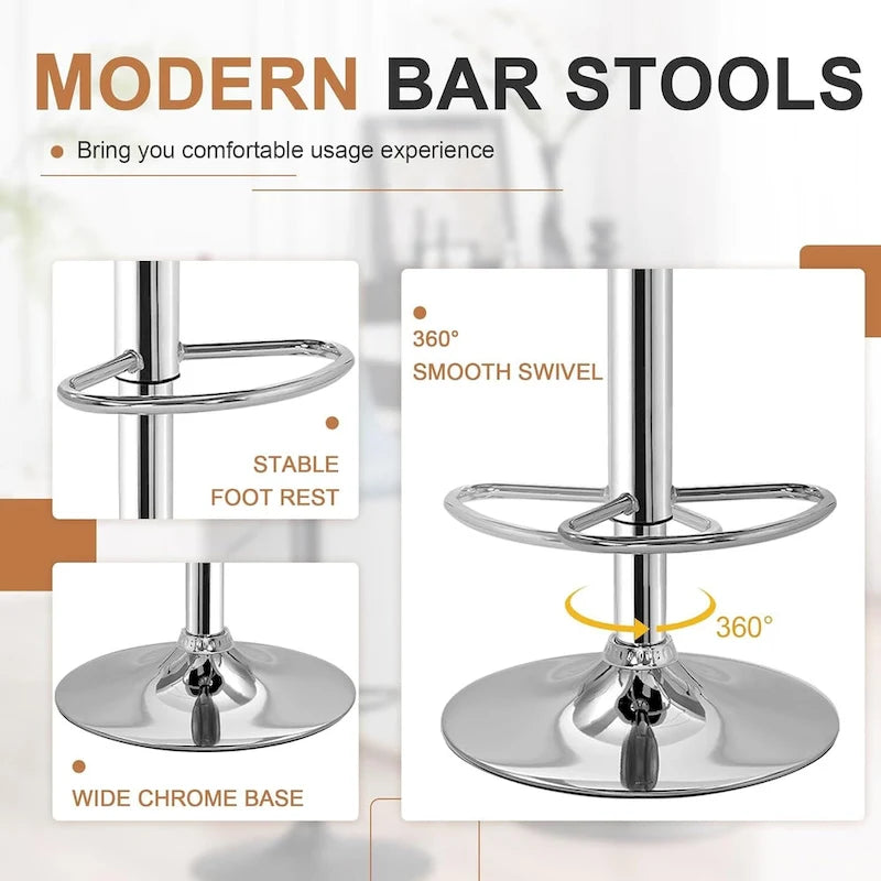 Set of 4 Adjustable Swivel Counter Height Bar Stools with Back and Footrest