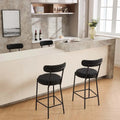 27 Inch Modern Boucle Counter Stools with Metal Frame and Footrest, Set of 2, 300 lbs Capacity