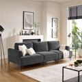 100.7 Inch Upholstered Sofa with Adjustable Sliding Backrest and Moveable Ottoman