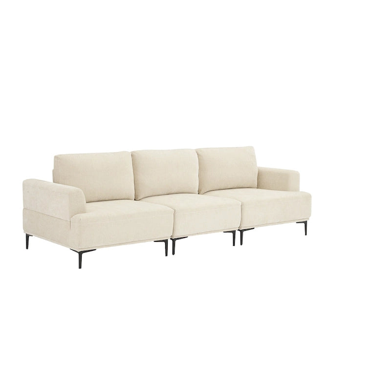 100.7 Inch Upholstered Sofa with Adjustable Sliding Backrest and Moveable Ottoman