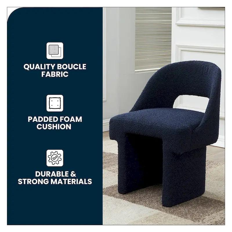 Boucle Modern Elegant Upholstered Accent Chair with MDF Wood Frame for Home Office Living Room & Bedroom