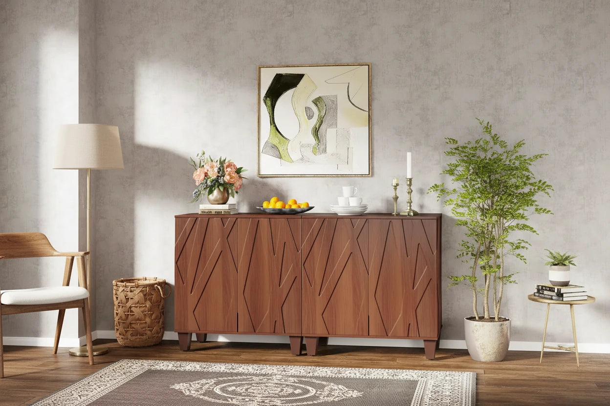 55 Sideboard Buffet Cabinet with Adjustable Shelving for Kitchen Dining Room