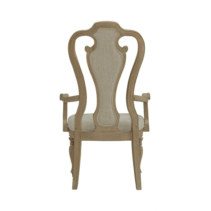 Magnolia Manor Weathered Bisque Splat Back Upholstered Arm Chair (Set of 2)
