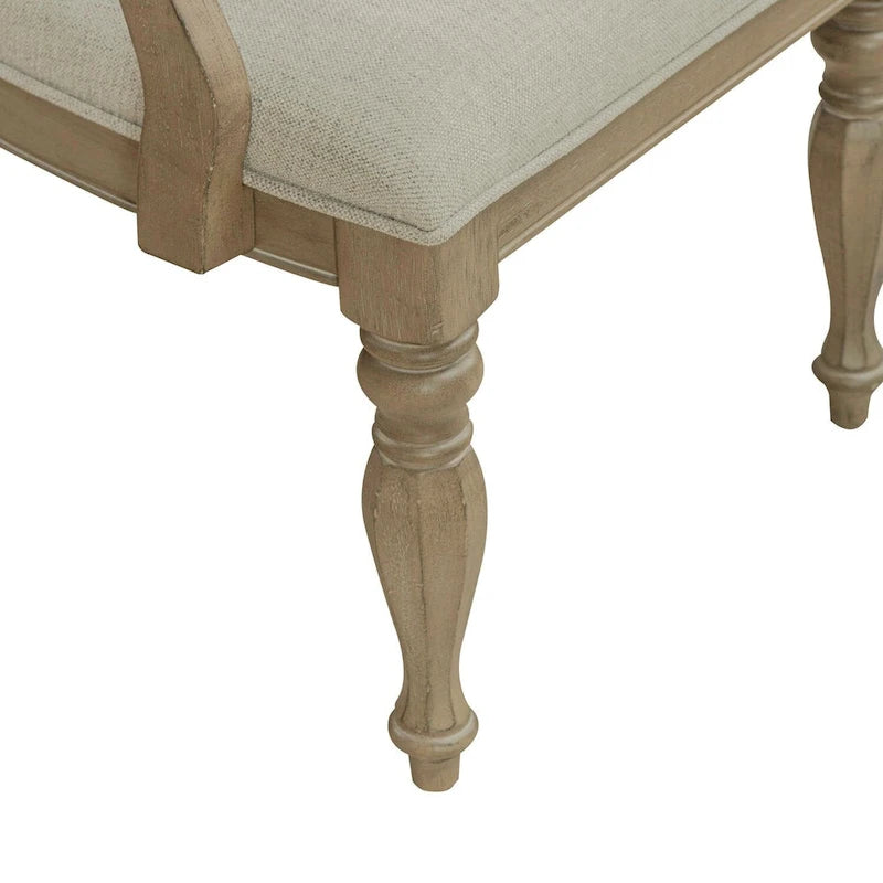 Magnolia Manor Weathered Bisque Splat Back Upholstered Arm Chair (Set of 2)