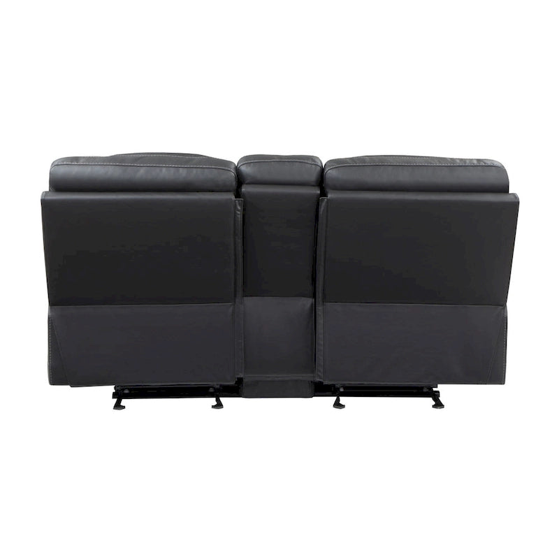 77 Inch Manual Recliner Loveseat with Cupholders, Power Outlet and USB Port, Gray Faux Leather