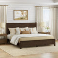 Pine Platform Bed with Distressed Headboard, Solid Wood Queen/King/Full Bed Frame