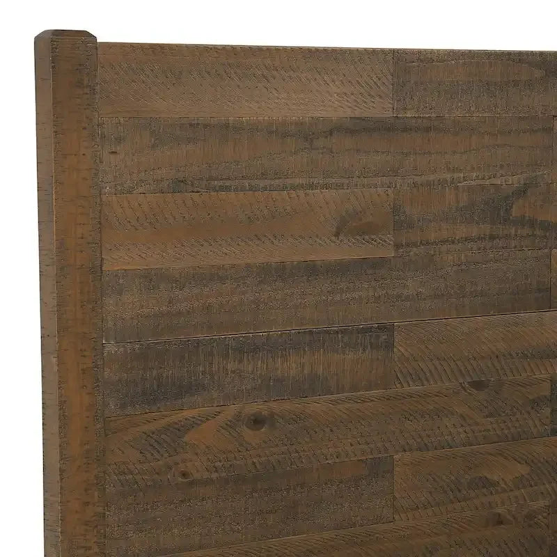 Pine Platform Bed with Distressed Headboard, Solid Wood Queen/King/Full Bed Frame