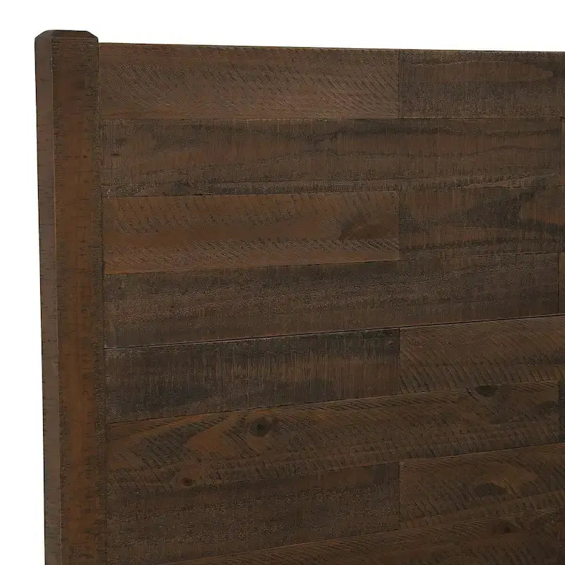 Pine Platform Bed with Distressed Headboard, Solid Wood Queen/King/Full Bed Frame
