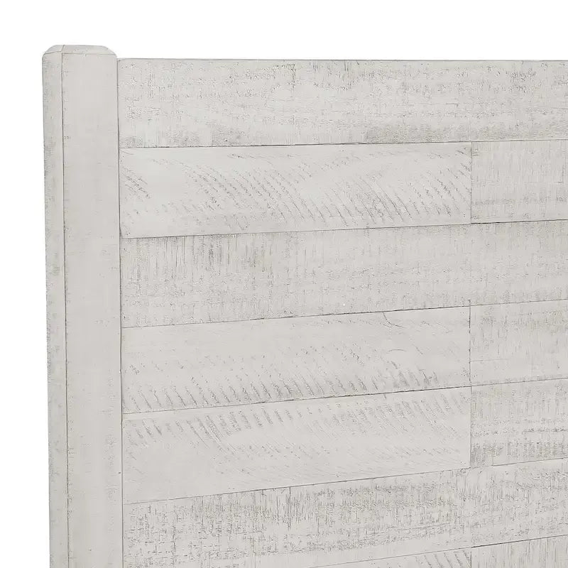 Pine Platform Bed with Distressed Headboard, Solid Wood Queen/King/Full Bed Frame