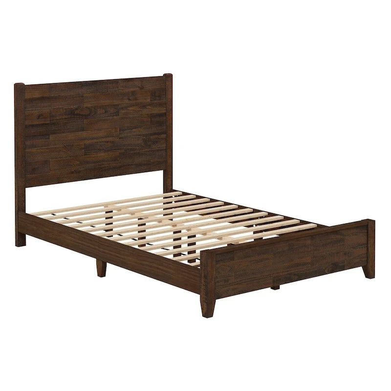 Pine Platform Bed with Distressed Headboard, Solid Wood Queen/King/Full Bed Frame