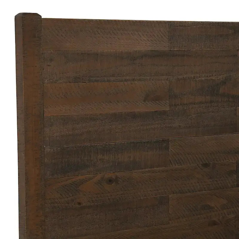 Pine Platform Bed with Distressed Headboard, Solid Wood Queen/King/Full Bed Frame